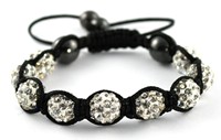 Bracelet Shamballa en blanc bijoux fantaisie pas cher